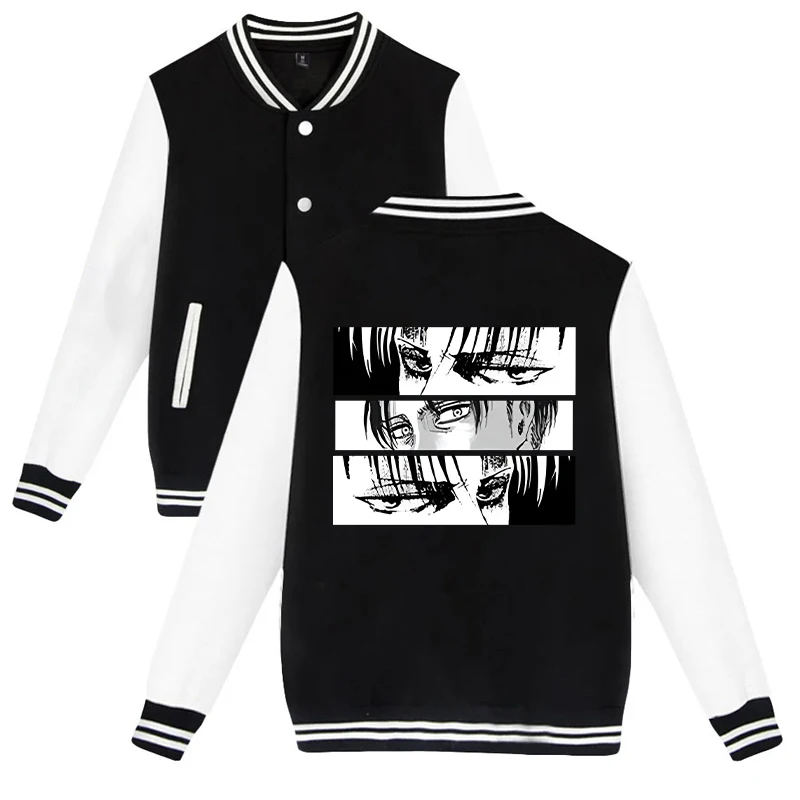 

New Levi Ackerman Print Baseball Jacket Women Men Casual Loose Jacket Autumn Winter Sweatshirt Female Tops