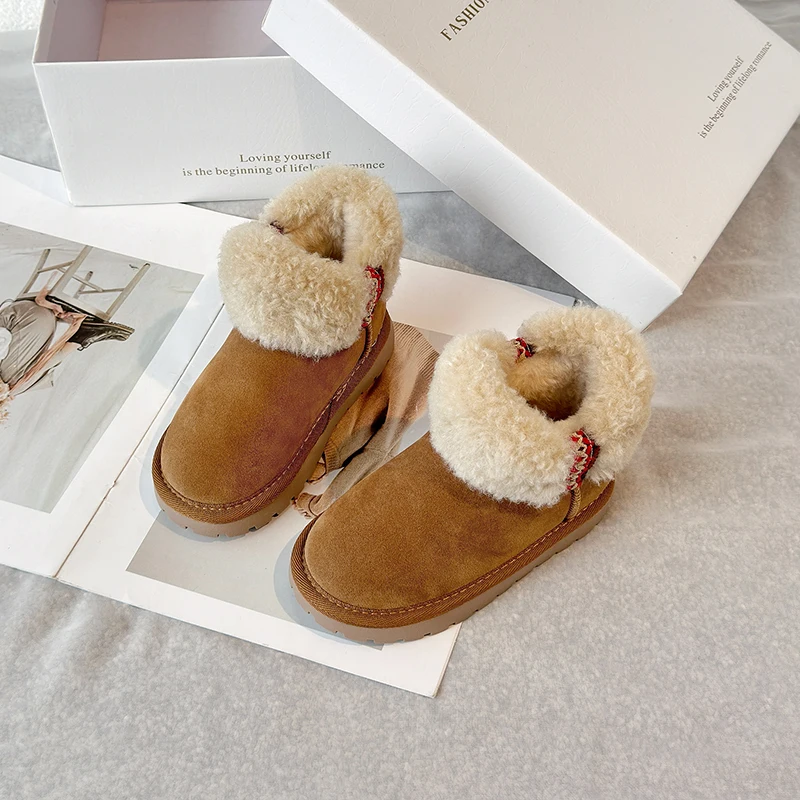 

2025 Winter New Children Casual Snow Boots for Girls Boys Fashion Korean Style Soft Bottom Anti-slippery Versatile Cotton Shoes