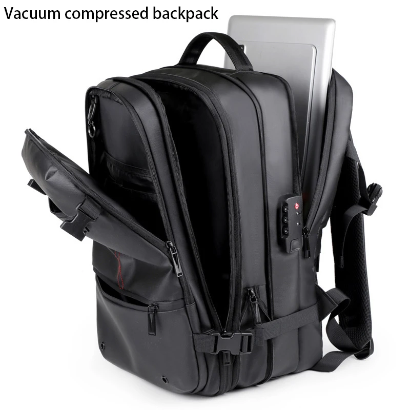 16 Inches Large-capacity Business Vacuum Compression Backpack Multi-functional And Expandable Travel Backpack With Password Lock