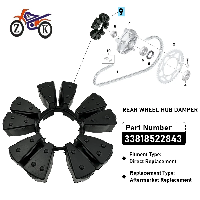Rear Wheel Hub Cush Drive Damper Rubber 33818522843 for BMW S1000RR S1000R  F750GS F800GS Sprocket Carrier Cushion Rubber Block