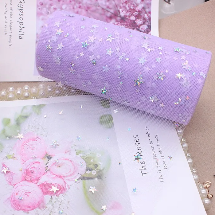 Tulle Roll 10 Yards 15cm Glitter paillettes Tutu tessuto decorazione di cerimonia nuziale Organza Laser artigianato fai da te forniture per feste di compleanno bianco