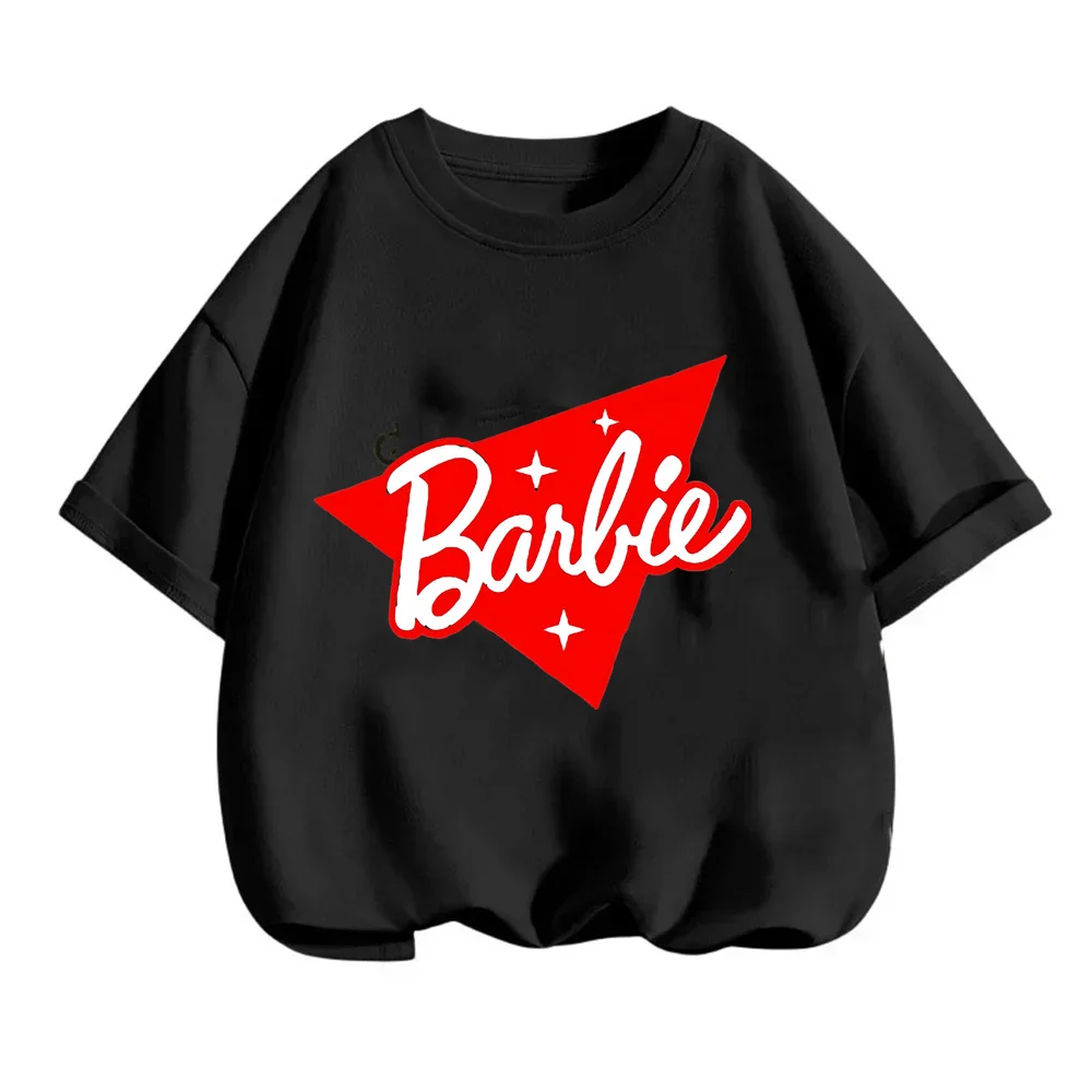 2024 New Fashion Ladies Barbie Short Sleeve Kawaii Cartoon All-Match Round Neck T-Shirt Anime Girls Breathable Tees Tops Gifts ﻿