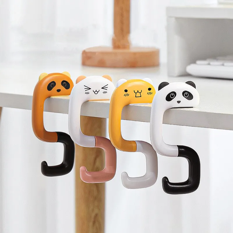 Cute Animal Hook Travel Portable Plastic Bag for Hanging Decorative Table Purse Bag Hooks Wall Hanger Holder Handbag Hanger