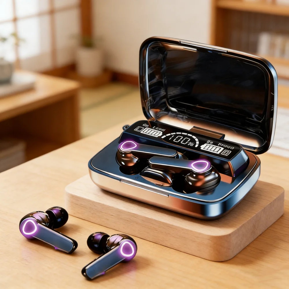 New TWS Bluetooth Headphones 5.3 9D High Fidelity Wireless Headphones Touch IPX7 Waterproof Digital Display Headphones