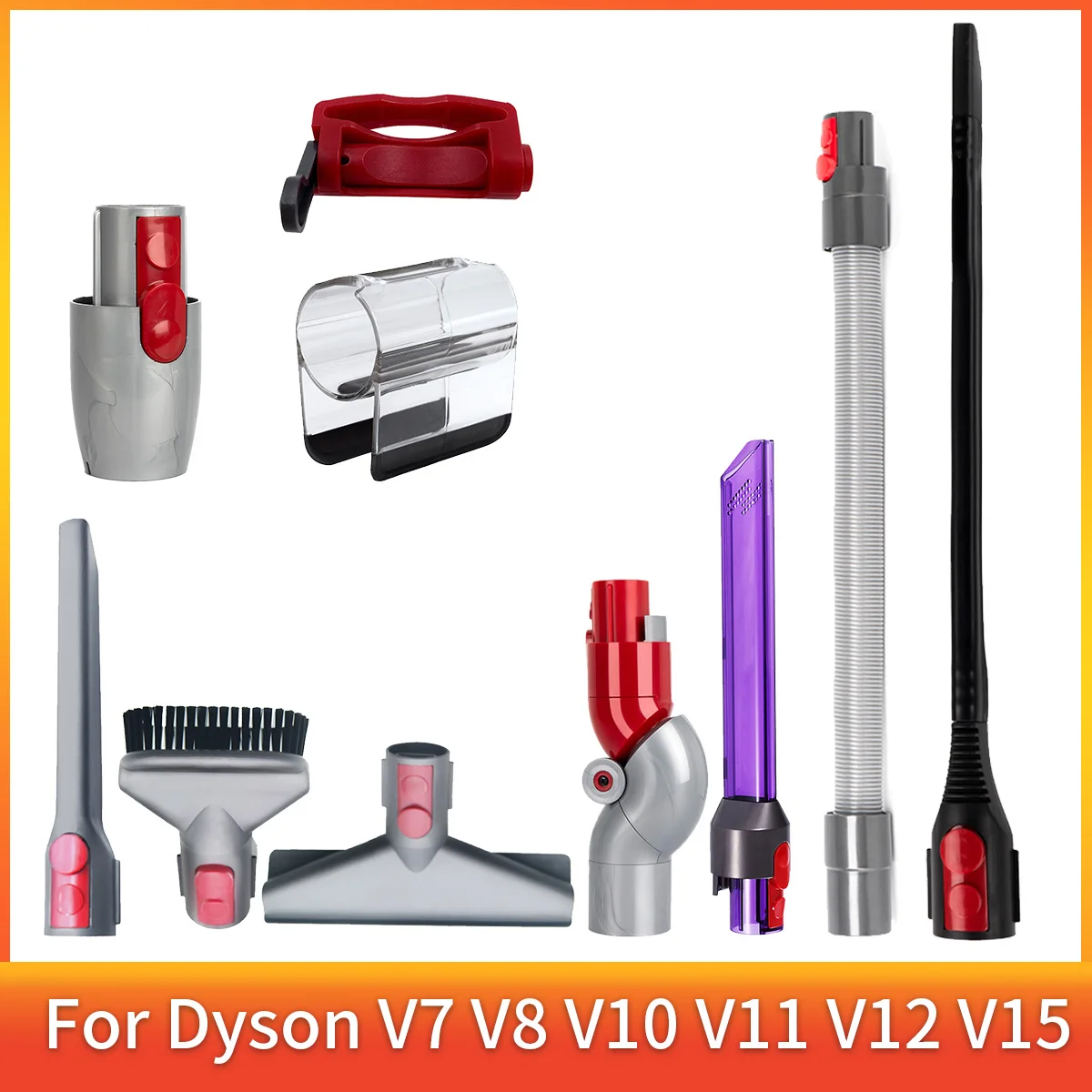 Flat Suction Nozzle Head For Dyson V7 V8 V10 V11 V12 V15 Mattress Brush Head Round Brush Soft Brush Vacuum Cleaner Parts