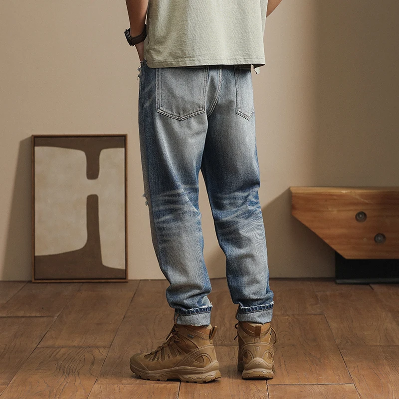 Japanese loose and trendy Harem pants spring and summer style casual and versatile trendy jeans for men ripped baggy jeans