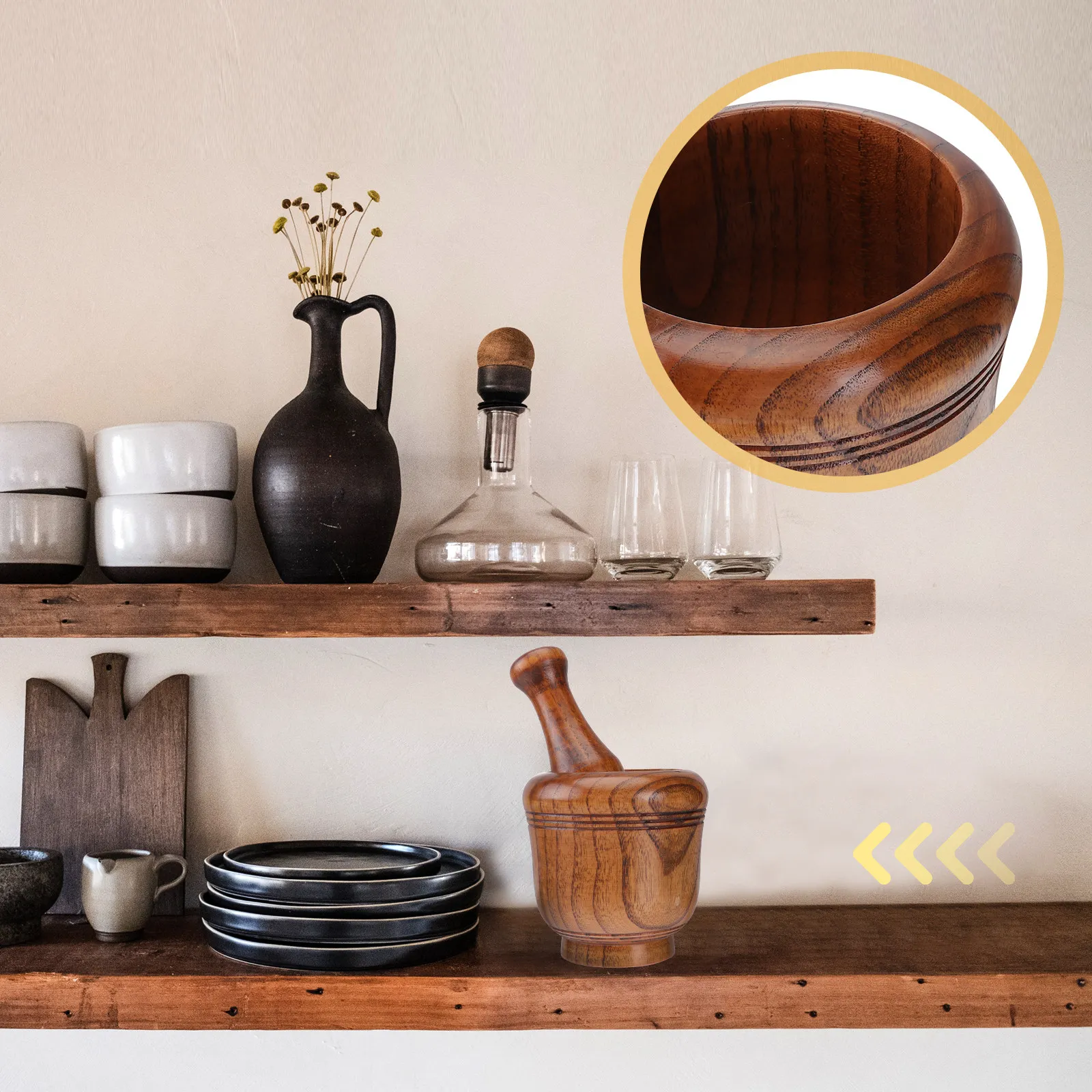 

Набор из 2 предметов: толкушка и ступка из натурального массива дерева, прочные, для свежих и сушеных специй, для кухни