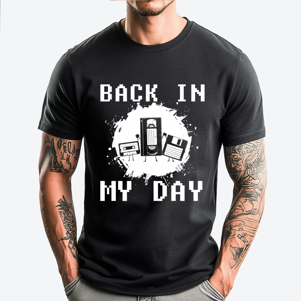 

Back In My Days Saying Disk Vhs Cassette 90s XS Graphic T Shirts Couples Tshirt Luxury Clothing Cotton Tops