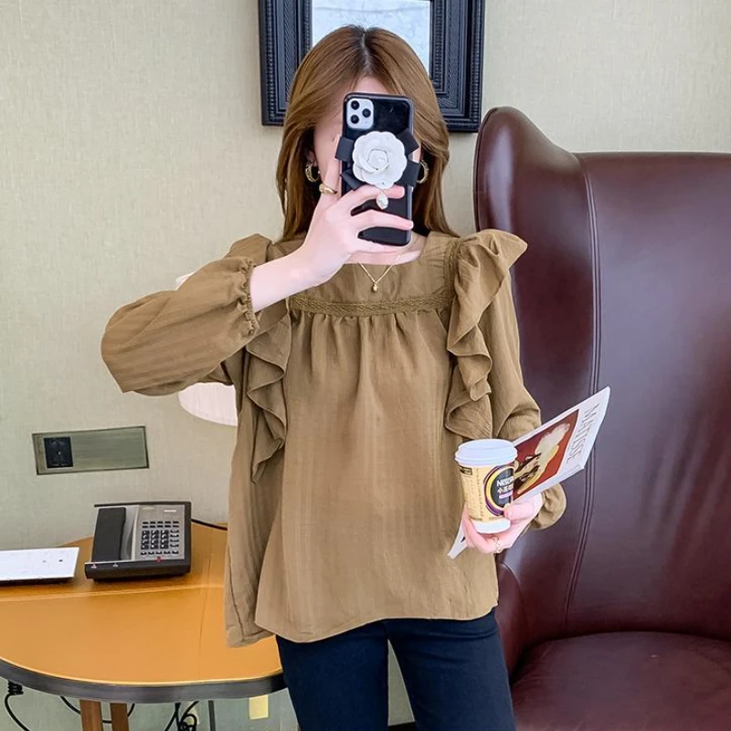 Blouses Women Ruffles Square Collar Design Elegant Temper Fashion OL Ulzzang Females Блузки Spring New Arrival Stylish Young Ins