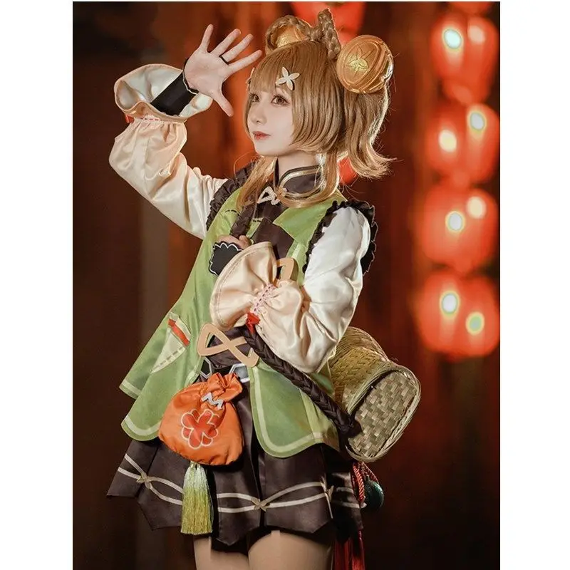 2022 Genshin Impacto Yaoyao Bonito Traje Cosplay Peruca Uniforme Anime Jogo Estilo Chinês Trajes De Halloween Para As Mulheres