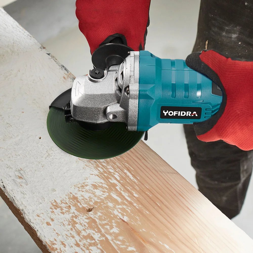 YOFIDRA 30000RPM Brushless Angle Grinder Woodworking Grinding Machine Cutting Power Tools With NO Battery For Makita 18V Battery