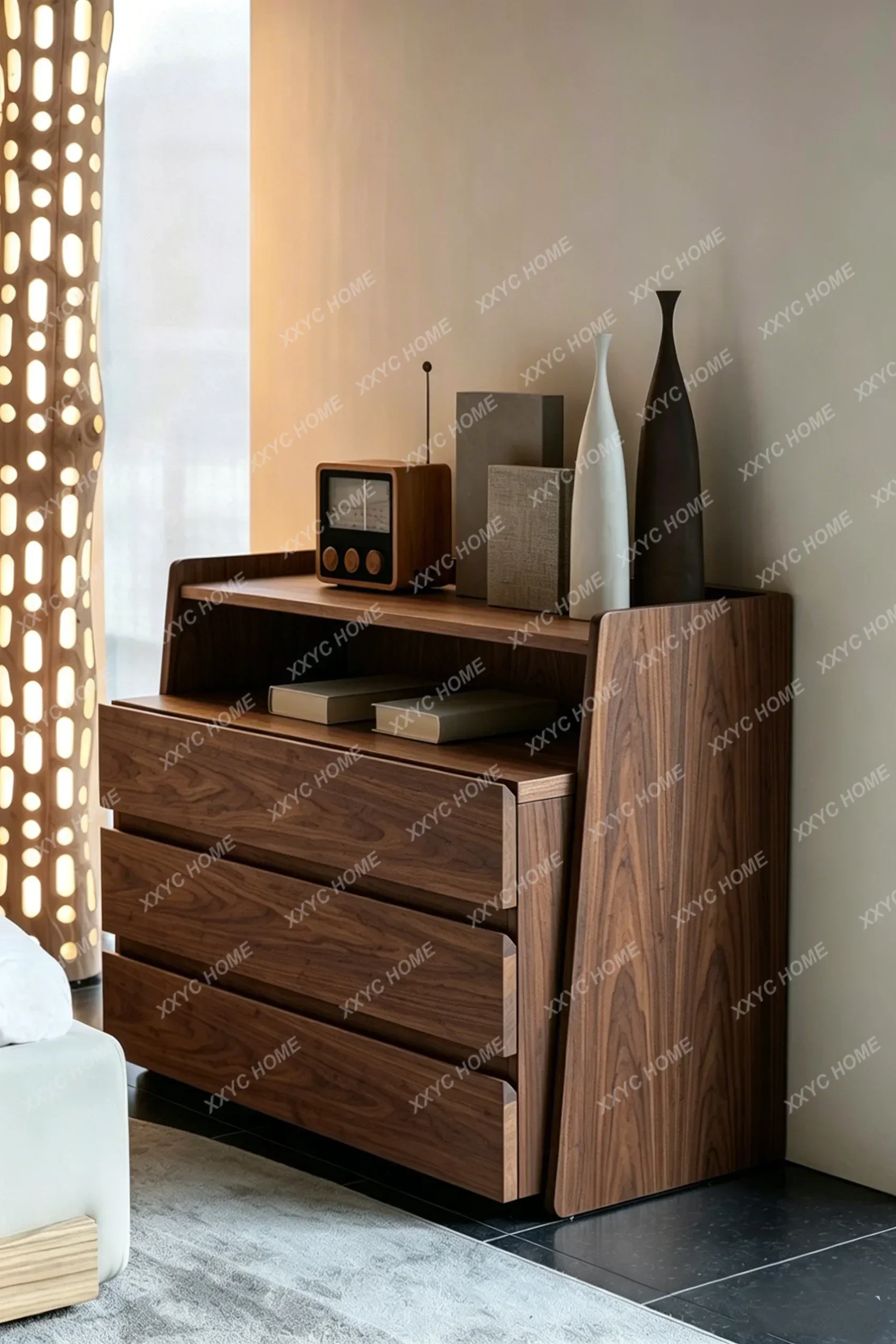 CXDZ  Log side cabinet modern minimalist decoration, bedroom storage, lockers