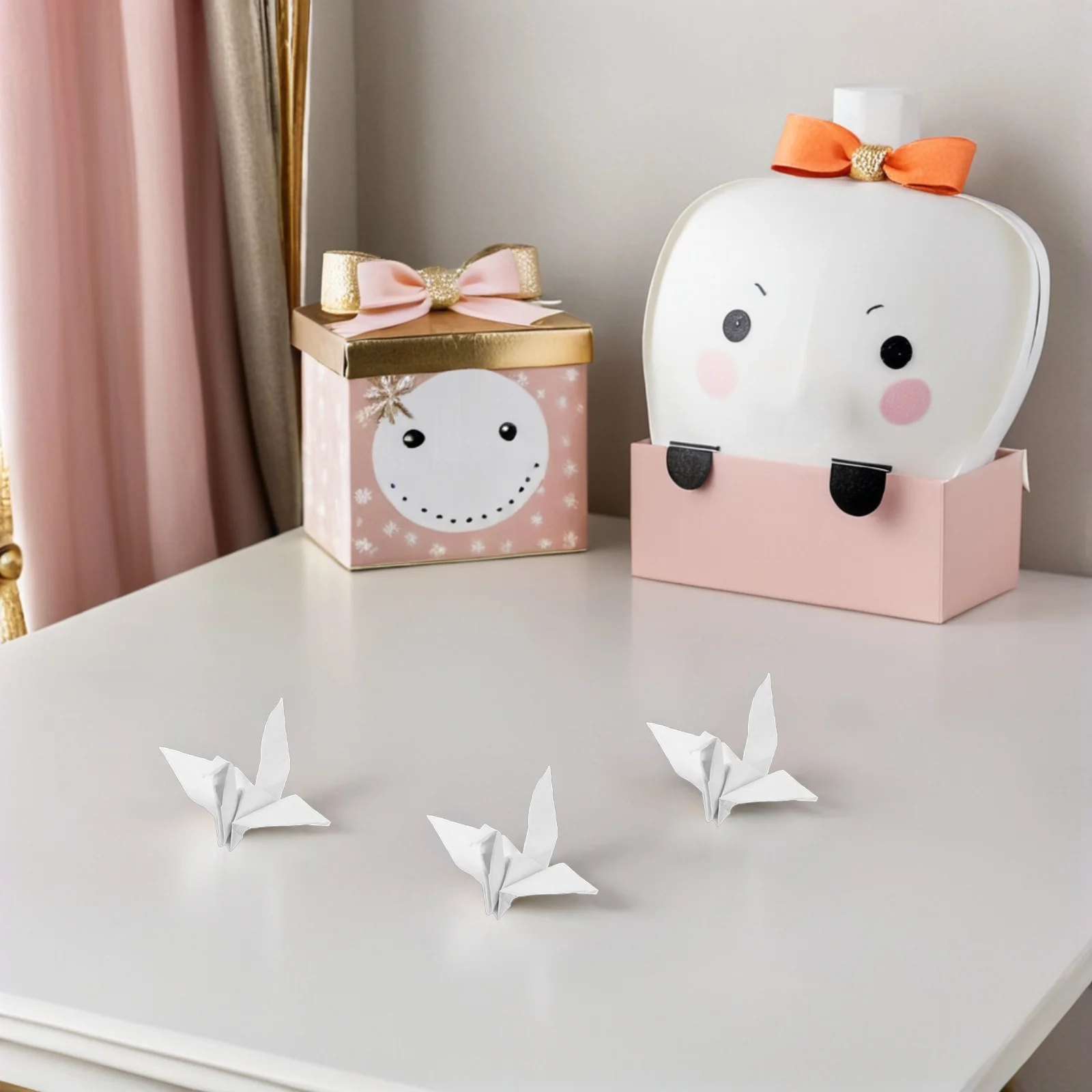 

100Pcs Handmade Origami Cranes White Folded Paper Birds for Party Favors Wedding Decorations Backdrop Centerpiece Japanese Craft