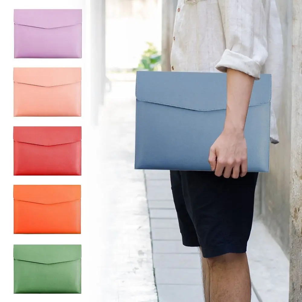 

High Quality Leather Document Pouch Large Capacity A4 Leather File Folder Stationery Dustproof File Organizer Pouch Women Men