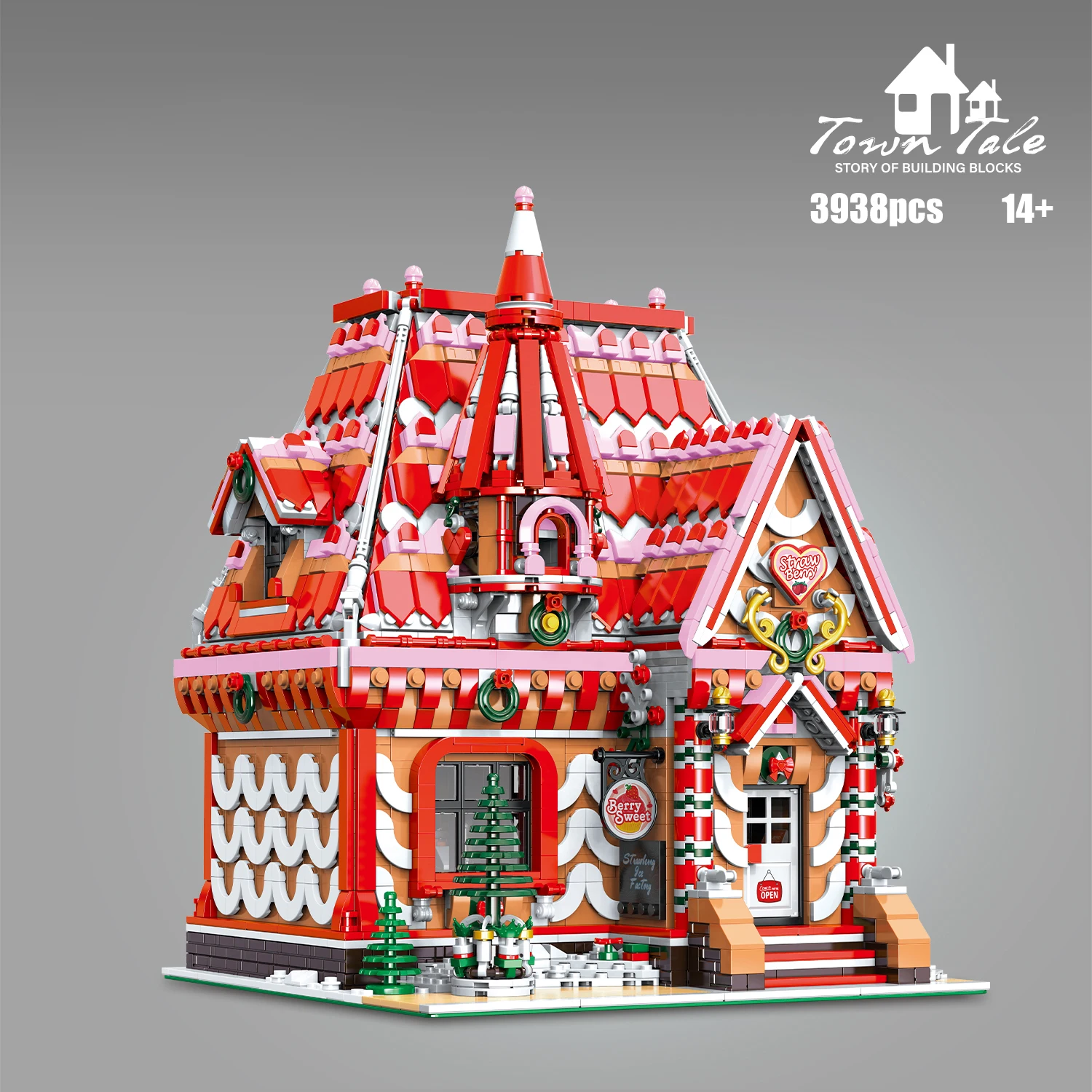 3938PCS Strawberry House Building Blocks City Street View Workshop Building Model Bricks Kids Educational DIY Toys Holiday Gift