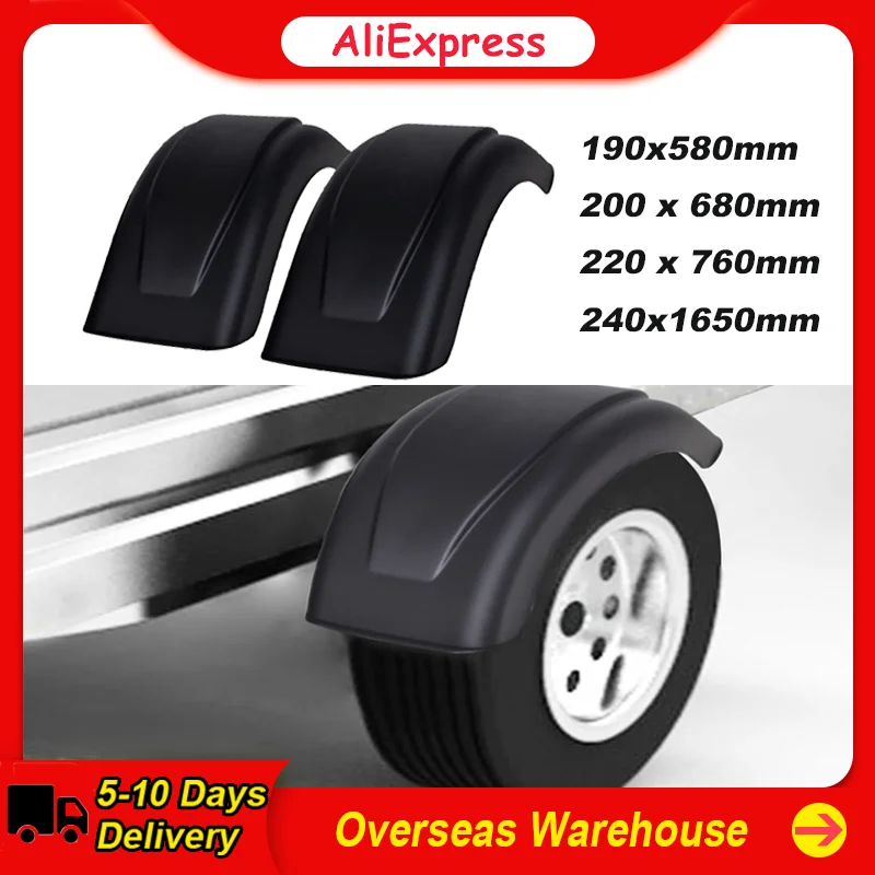 2PCS Mudguard for Trailer Wheels Trailer Fenders Mudguard  Shockproof Scratch Resistant Black Trailer Accessories