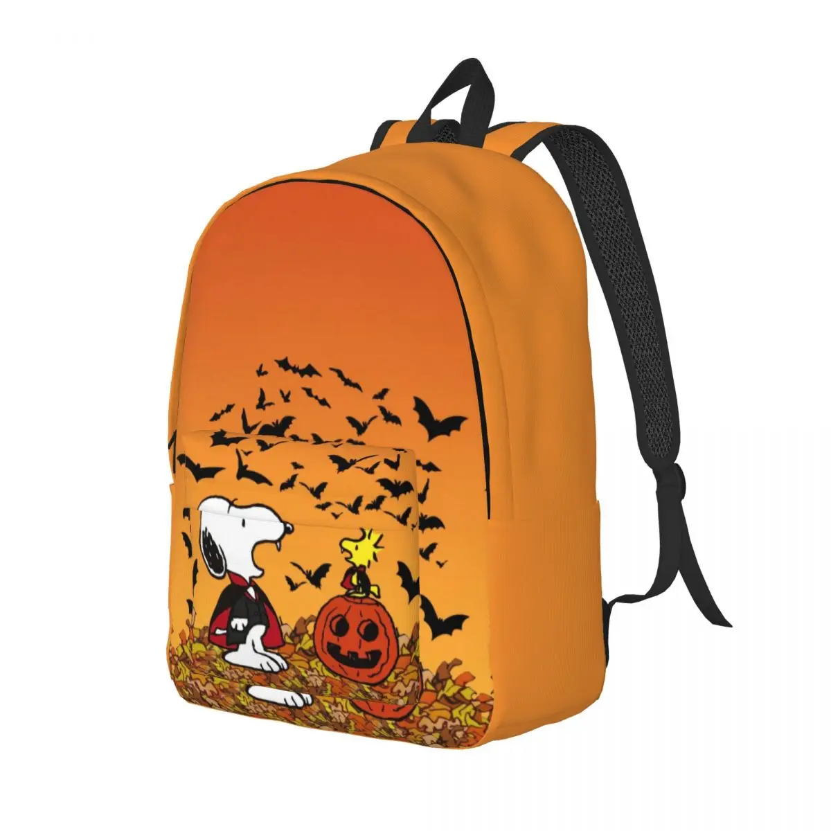 Custom S-Snoopys Halloween Pumpkin Canvas Backpacks for Women Men Water Resistant School College Bag Print Bookbag