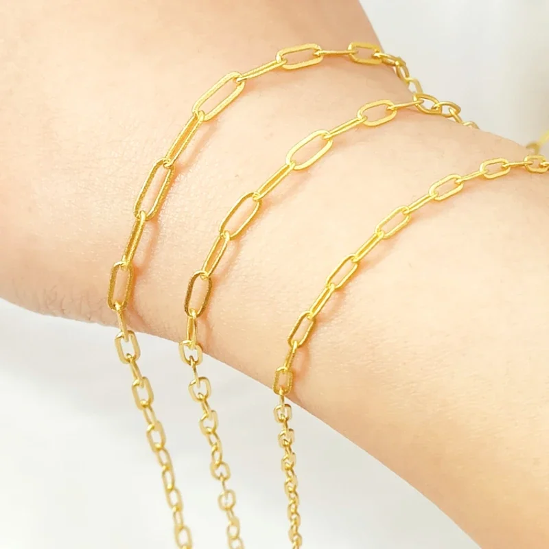 1 Meter Brass Package 18K Gold Elliptical 0-shaped Chain DIY Jewelry Making Necklace, Bracelet, Luggage Accessory Materials