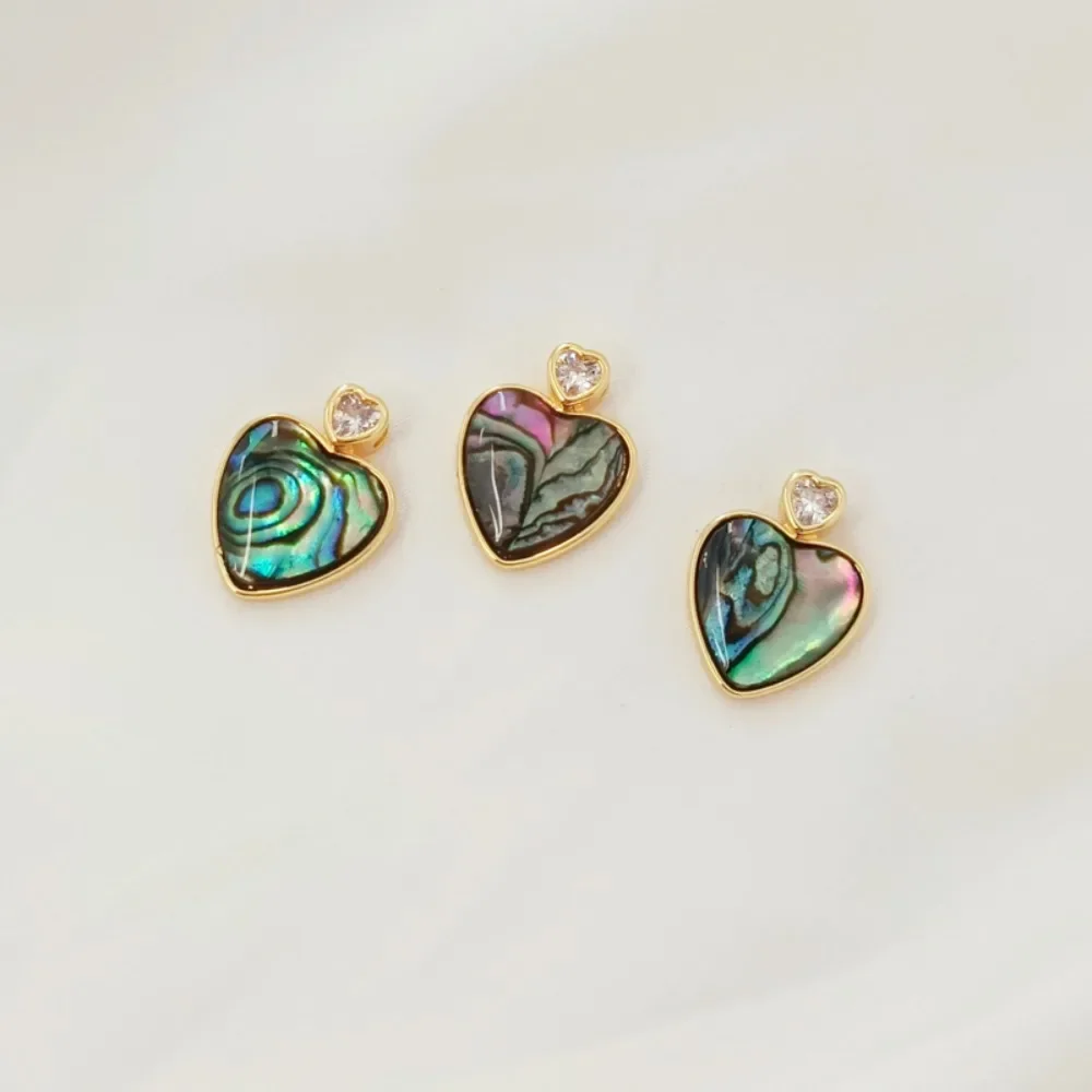 

14K Gold-plated Abalone Shell Arc-shaped Heart Pendant, Handcrafted Bracelet, Pendant, Earrings, Collarbone Pendant Material