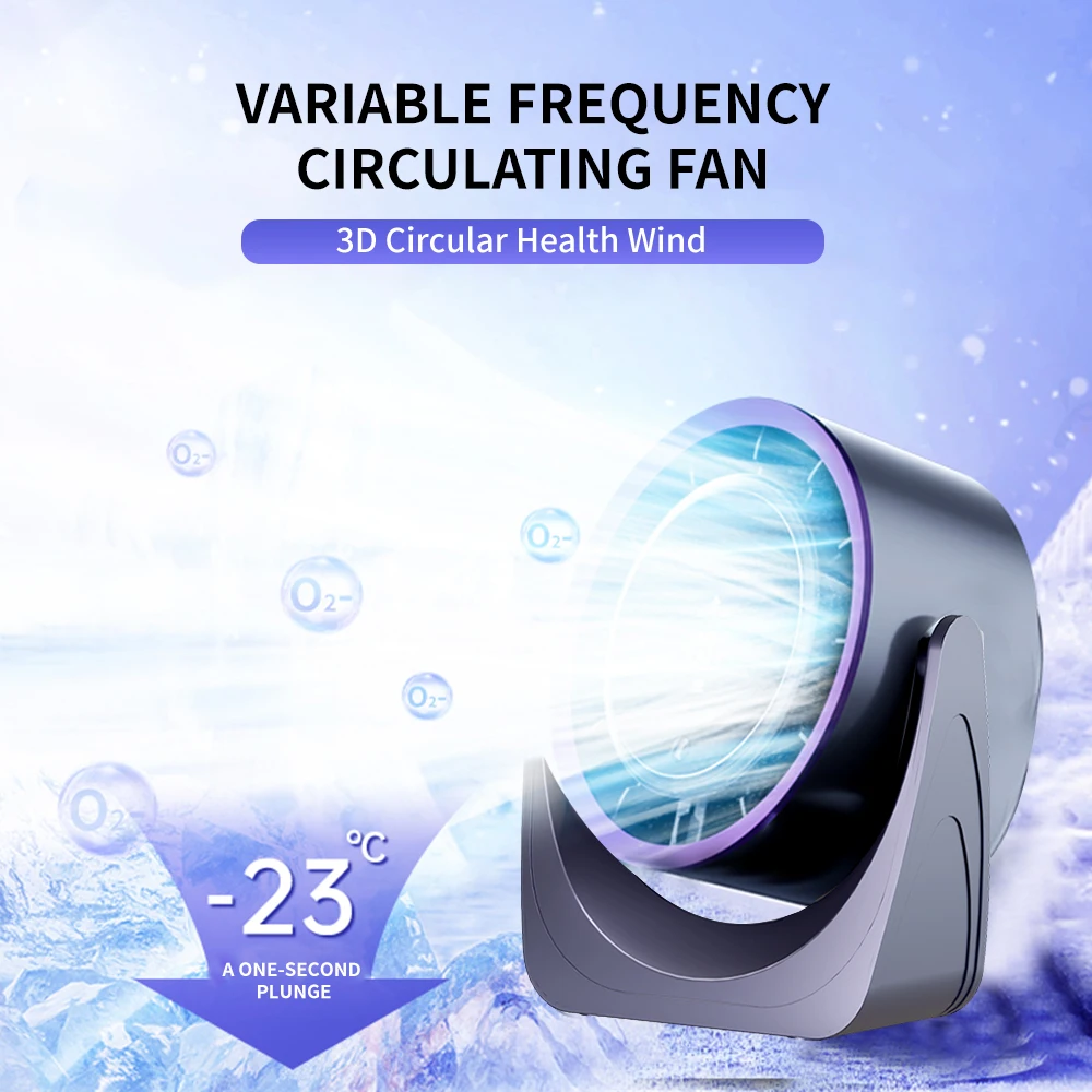 Desk Fan Dual Turbine Magnetic Levitation Silent Brushless Motor 5 Speed 360° Adjustable Angle 24H Long Endurance Type-C Recharge Circulation Fan