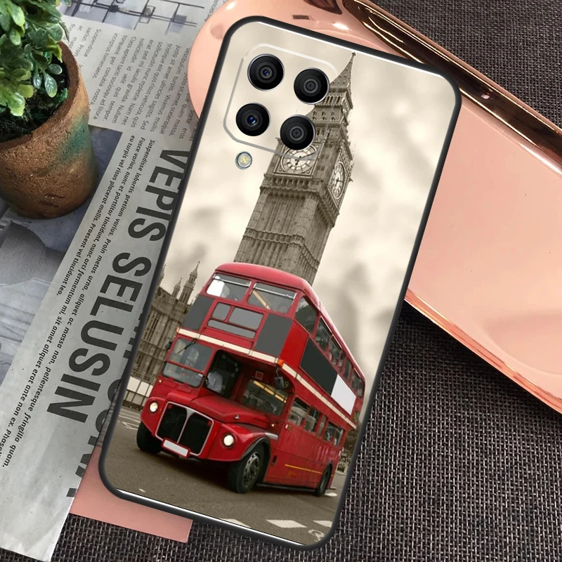 London Red Bus Big Ben Coque pour Samsung Galaxy, M32, M31, M12, M52, M13, M33, M53, M11, M51, M15, M55, M14, M34, M54, M20, M30s