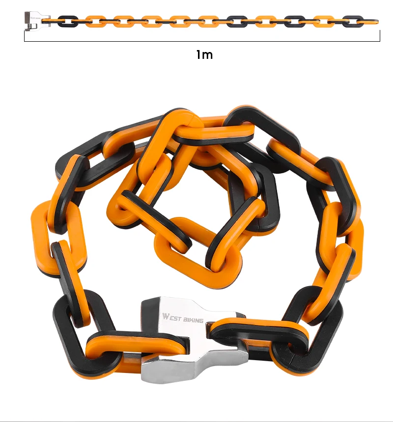 WEST BIKING Bicycle Lock MTB Road Bike Heavy Duty Safety Anti-Theft Chain Lock for Motorcycle Lengthen Thicken Chain Anti-Rust