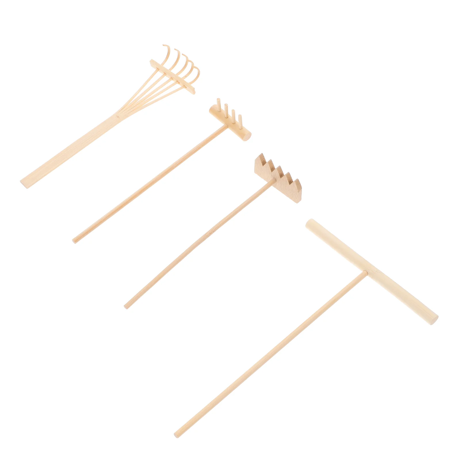 

4 PCS Gadget Rake Tool Decoration Push Desktop Spreader Sand Rakes Bamboo Office