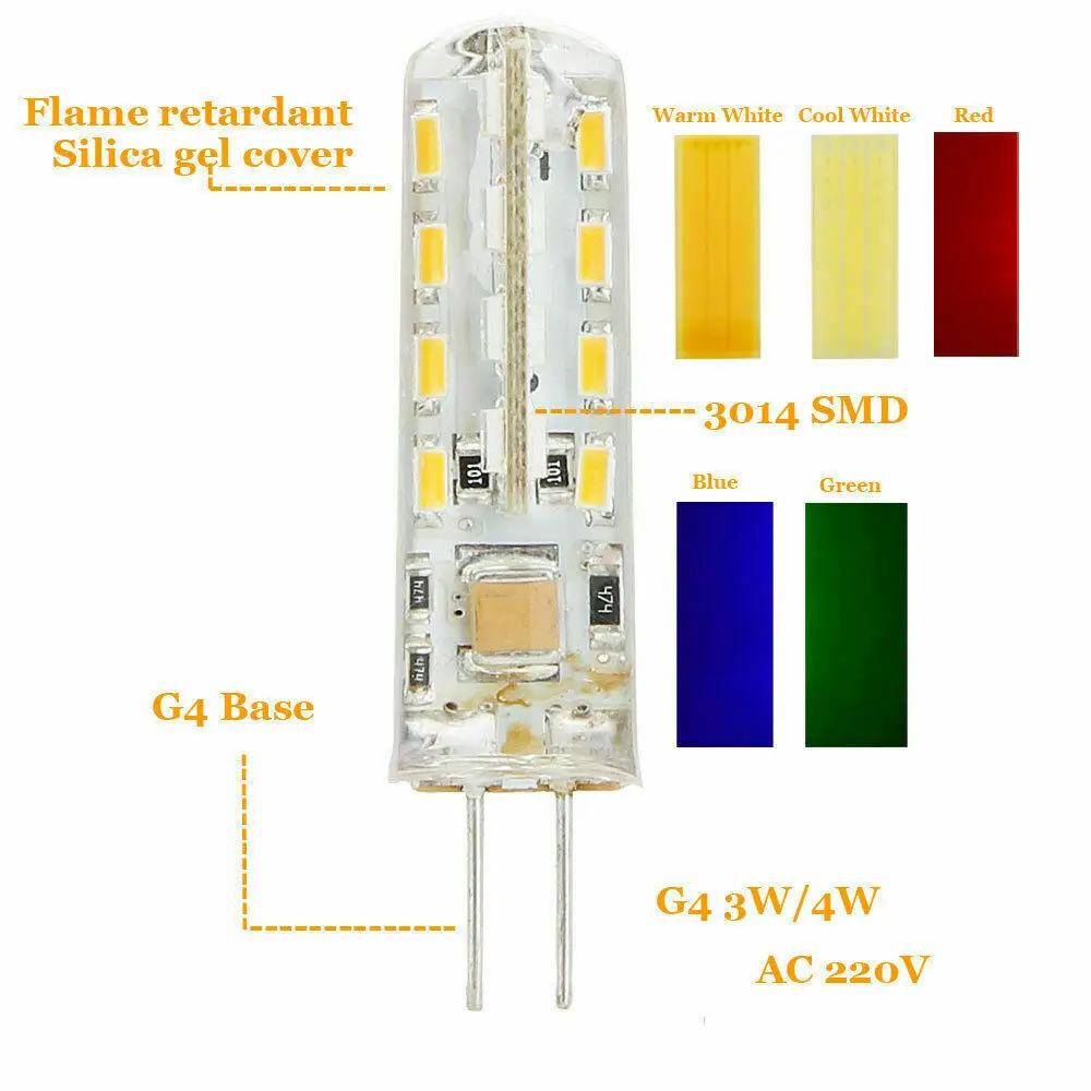 3w 5w Mini G4 Led Замена двухконтактной лампы энергосберегающая лампа красный синий зеленый галоген ночная лампа энергосберегающая декорация Ac