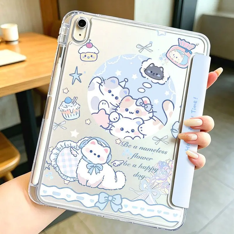 Cute Kitten Cover Pencil Holder Funda for Xiaomi Pad 5/5Pro 6/6Pro 11 Inch Xiaomi Pad 7/7Pro 8/8Pro 11.2 Redmi Pad SE 11 Pro12.1