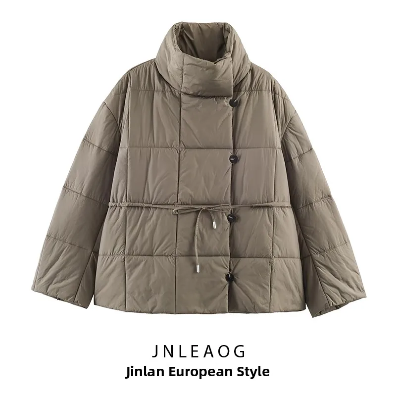 

Faionable ort Cotton Jaet for Women with Belt All-Match Design Street Sle Hooded Zipper Closure Color 2025 Autu...