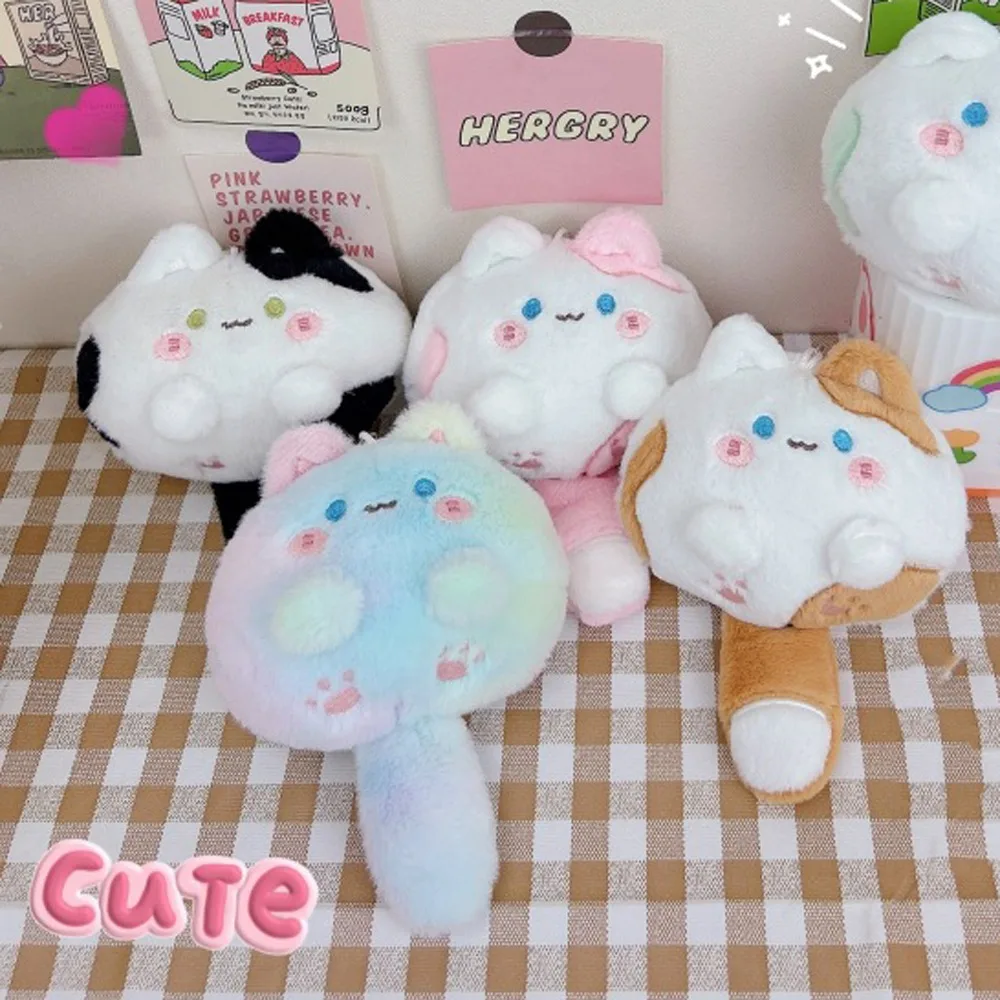 Kawaii Long Tailed Cat Plush Keychain Cartoon Squeaking Little Cat Keyring For Children Girl Backpack Hanging Accessory