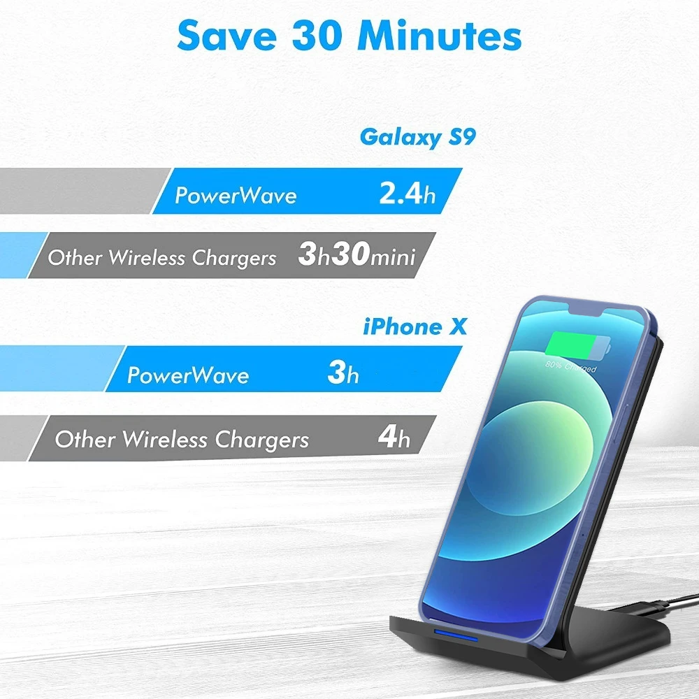 30W Qi Wireless Charger Stand Fast Charging Dock Station For iPhone 13 12 11 Pro X XS Max XR Samsung S20 S10 Xiaomi Phone Holder