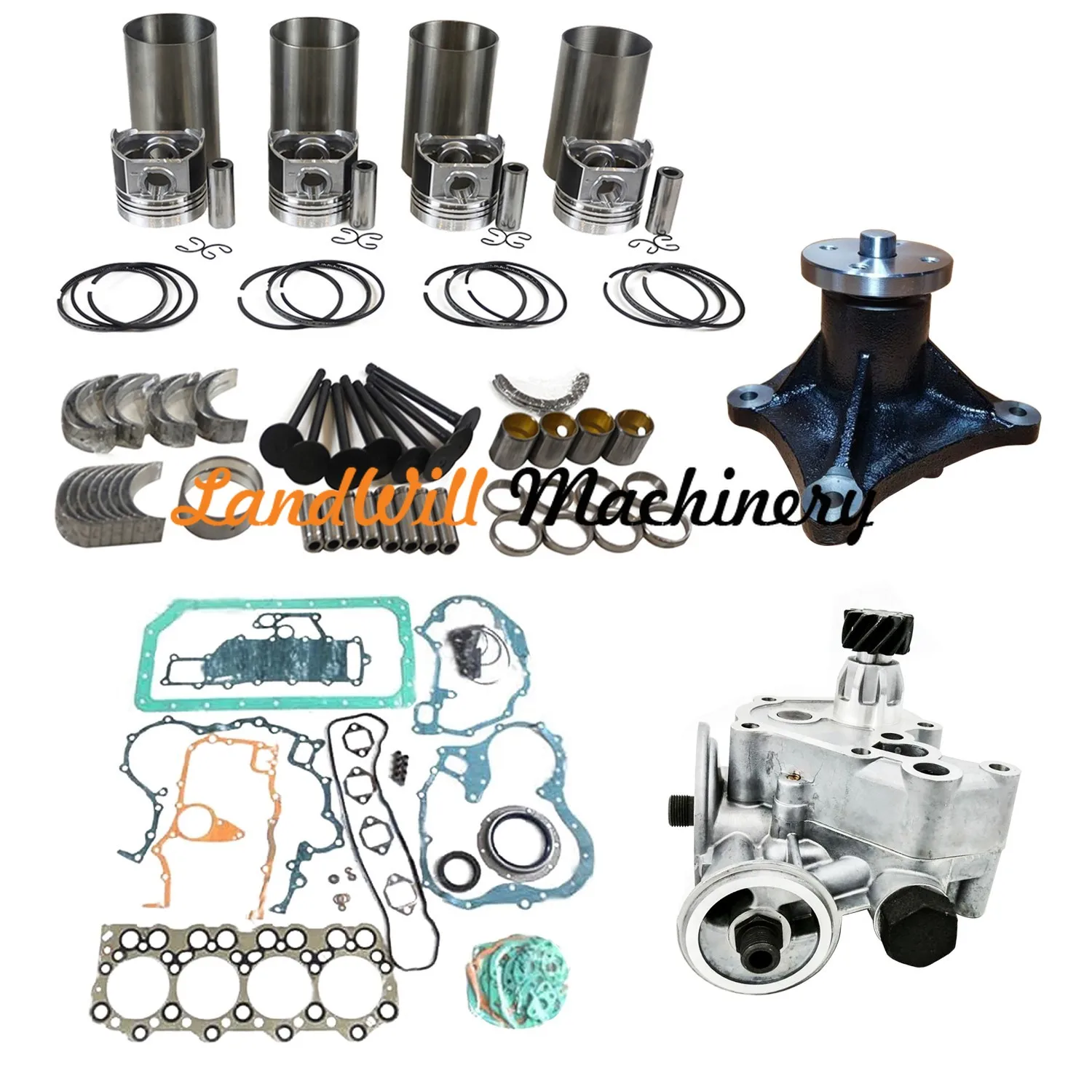 Overhaul Rebuild Kit + Water Oil Pump Fits Caterpillar E70B W/ 4D32 Engine