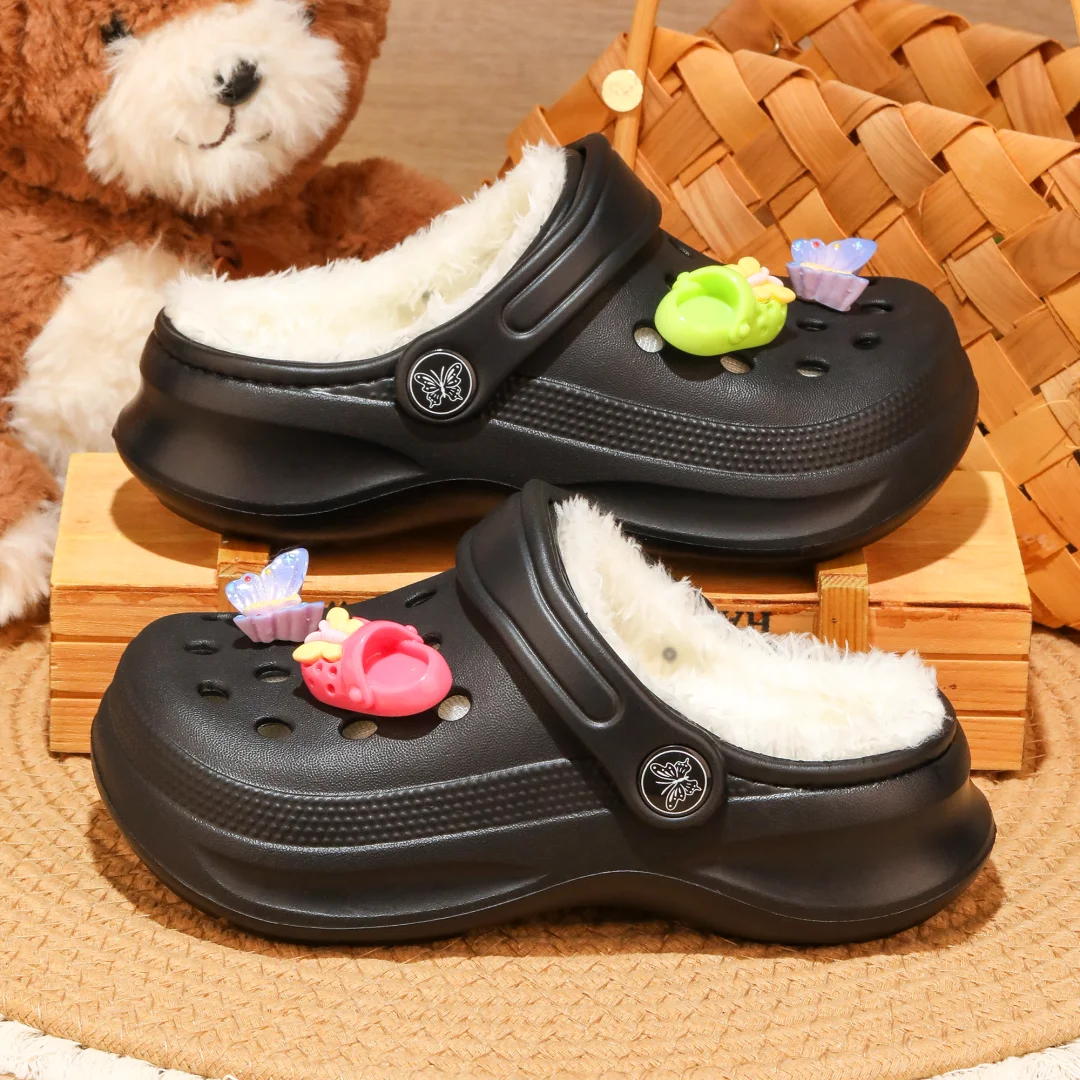 Kinder-Clogs und -Mules mit Fellfutter, leichte Garten-Schuhe mit Baumwollfutter, warme Hausschuhe für Jungen, Mädchen und Kleinkinder, 168. – Detail 18