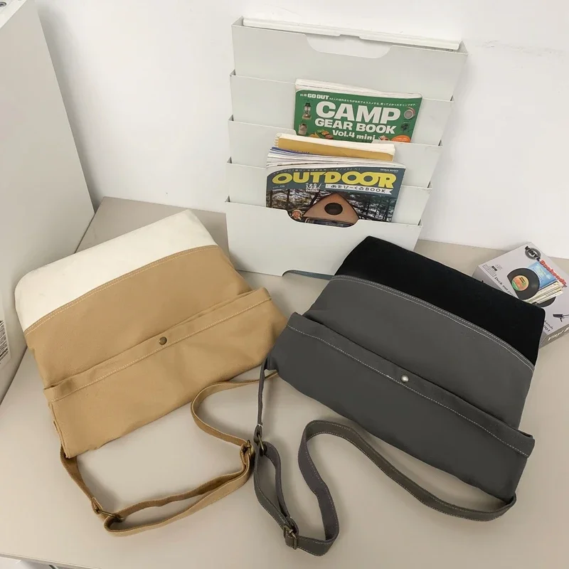 

Large Capacity Shoulder Bags Canvas Solid Color Casual Crossbody Bags 2025 New Versatile Sewing Thread Women's Handbags