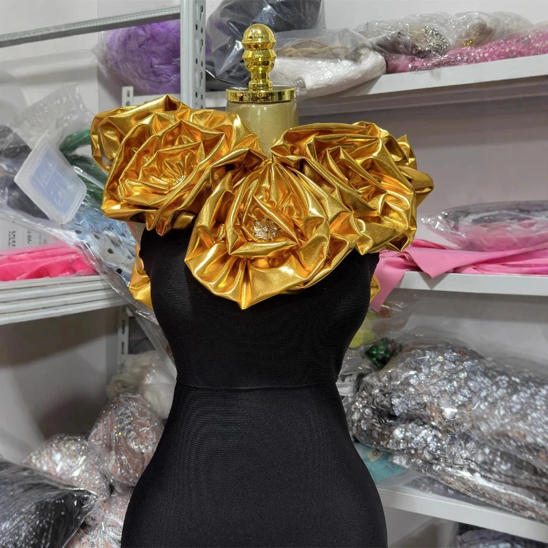 5 ألوان مثير حمالة مجسمة الزهور الكبيرة Bodycon ضمادة فستان طويل للنساء أنيقة مساء حفلة احتفال الزي #4