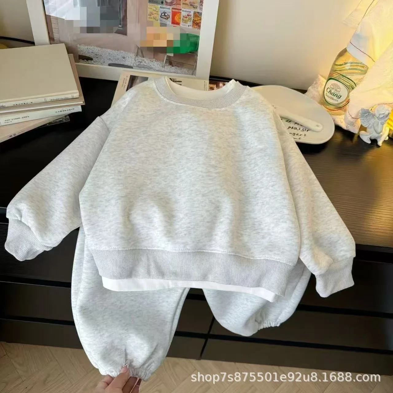 Herbstliche Kinder-Sweatshirt-Sets, Kinderbekleidung mit langen Ärmeln, Freizeitanzug für Jungen und Mädchen, Pullover + Hose, 2-teiliges Herbst-Trainingsanzug-Set für Teenager. – Detail 6