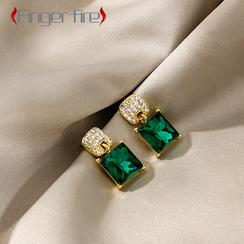 

New Exquisite Gold Plated Green Female Earrings Anniversary Gift Beach Party Jewelry Quality of Life Working Noble