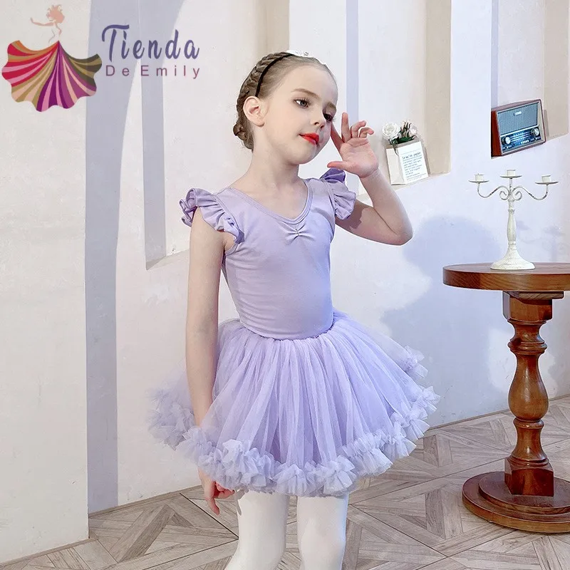 Children's Dance Clothes Girls Training Dress Kids Ballet Skirt Tutu Classical Dance Costume Examination Solid Leotard Open File