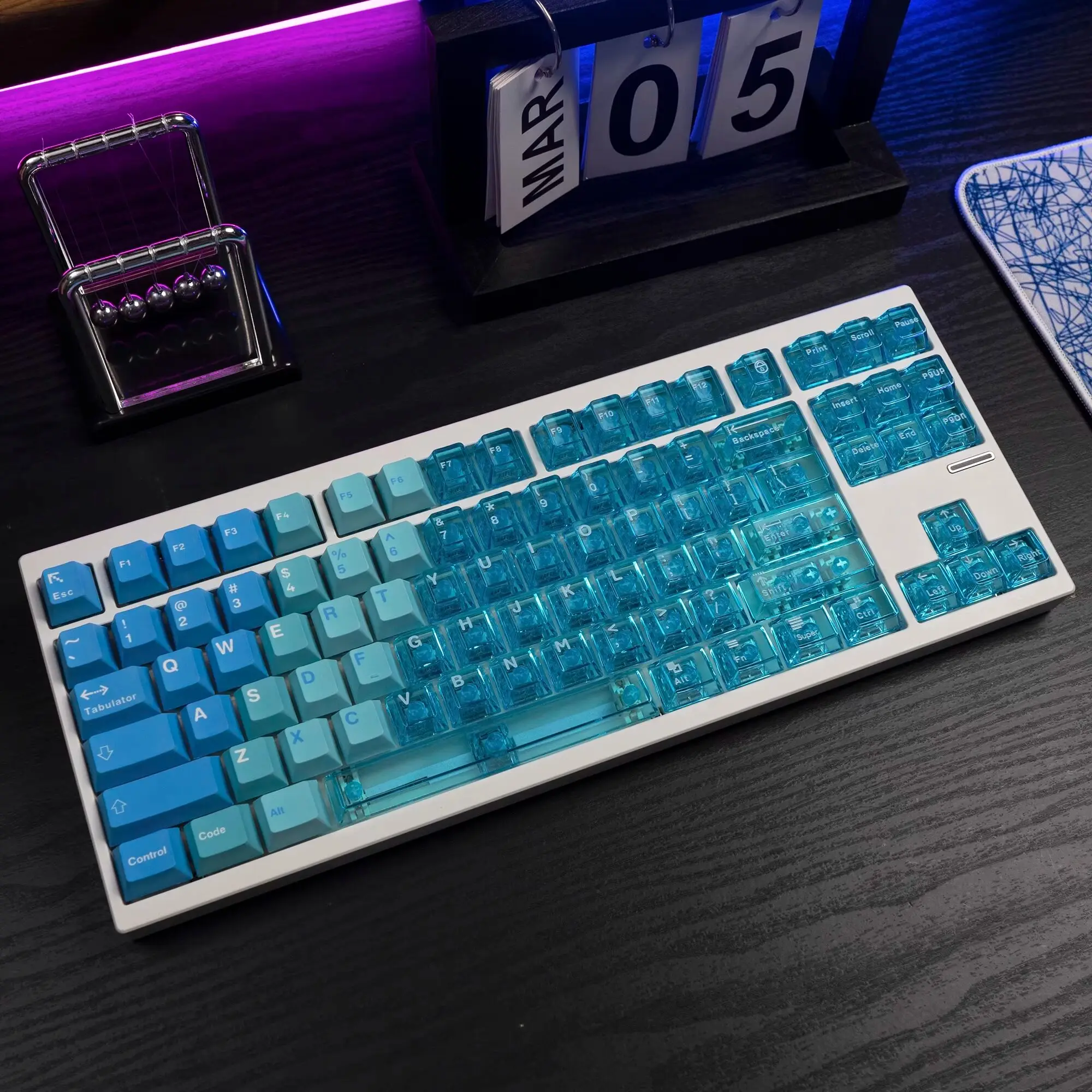 Blue powder R2 gradual change keycap PBT + PC pad printing customized original wooting mechanical keyboard
