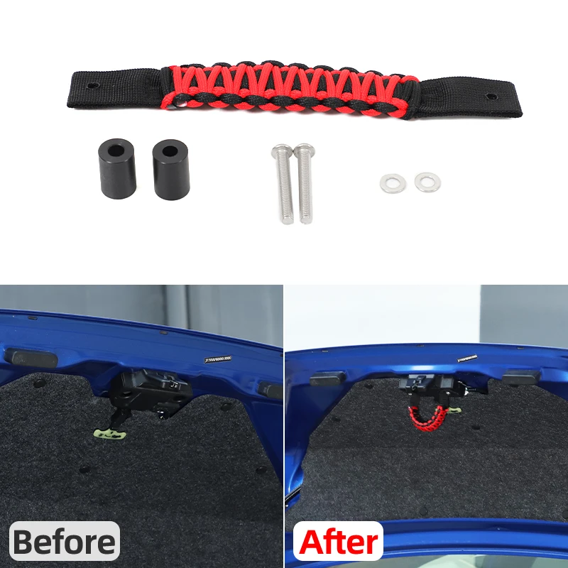 For Subaru WRX Levorg 2022-2026 PVC Rope/Oxford Cloth Car Rear Trunk Tailgate Handle Braided Rope Trim Modification Accessories