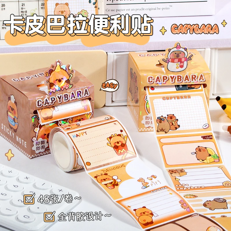 40 Sheets/Bag Cute Capybara Pull Tab Notes for DIY Scrapbooking, Meeting Memo, Schedule Reminder, File Management, Study Office