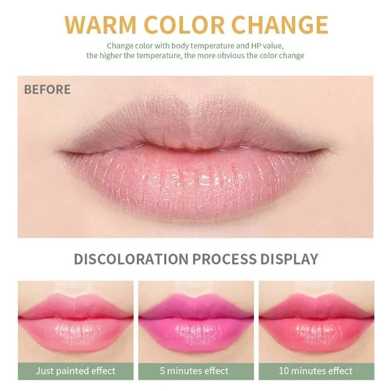 Aloe Vera Color Changing Lipstick Is Not Easy To Fade Lipstick Long Lasting Moisturizing Temperature Color Nourish Lip Balm 1PCS