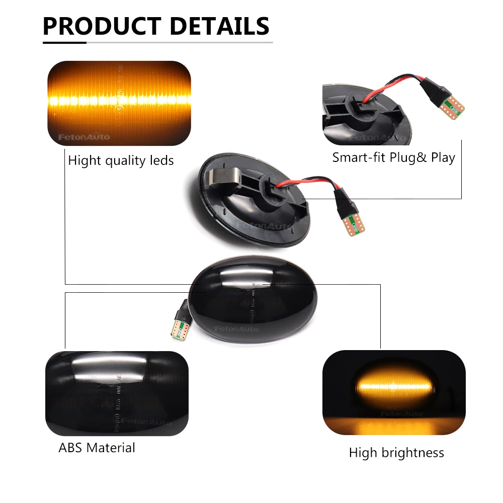 For BMW MINI Cooper R55 R56 R57 R58 R59 2007-2013 Dynamic Flasher LED Side Sign Turn Signal Light Side Fender Signal Light