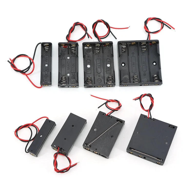 5PCS 1/2/3/4 Slot AAA Battery Case 1.5v 3v 4.5v 6v Box AAA Battery Holder Leads 1 2 3 4 Slot port 1xAAA 2XAAA 3XAAA 4XAAA E1