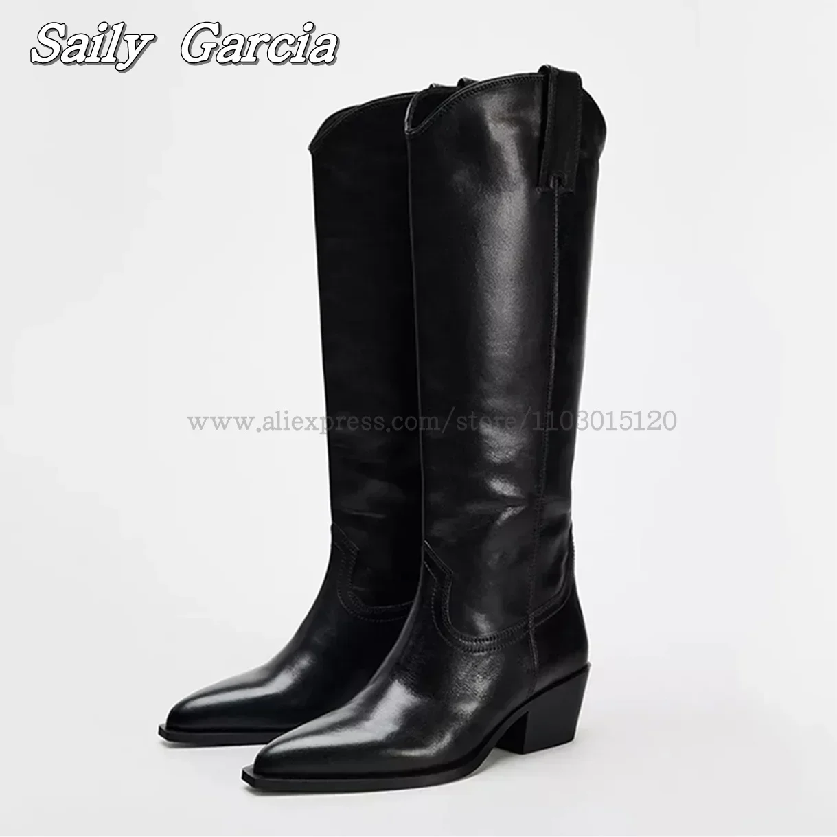 

Genuine Leather Embroidery Chunky Heel Slip On Biker Boots Autumn Size 35-40 Chelsea Boots Pointed Toe Sexy Casual Lady Boots