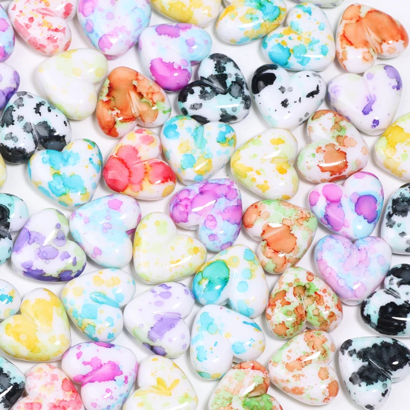 20Pcs Love Acrylic Beads Loose Spacer Beads 15x17mm For Handmade Jewelry DIY Necklace Bracelet Wind Chime Making Bead Crafts