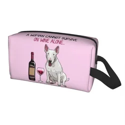 Reise Stier Terrier und Wein lustige Hund Kultur beutel Haustier Welpen Liebhaber Make-up Kosmetik Veranstalter Frauen Schönheit Lagerung Dopp Kit Box