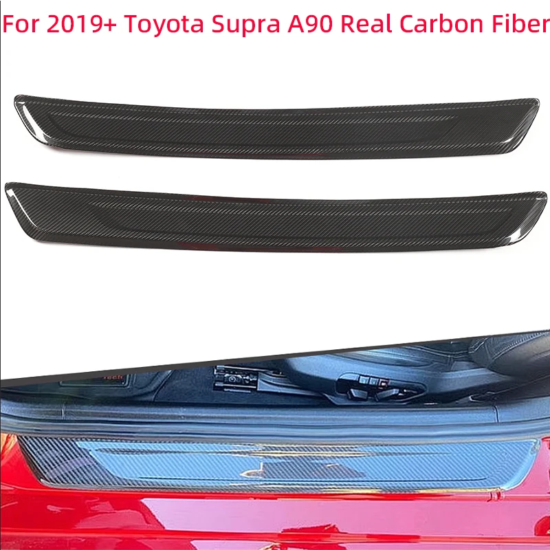 For 2019+ Toyota Supra A90 Real Carbon Fiber Door Exterior Door Sill Strips Door Step Guards Car Protection Accessories