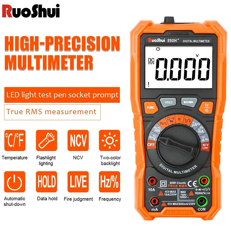 

Victory Multimeter Ruoshui 890H+ Digital Multimeter Automatic Range Digital Display Multimeter